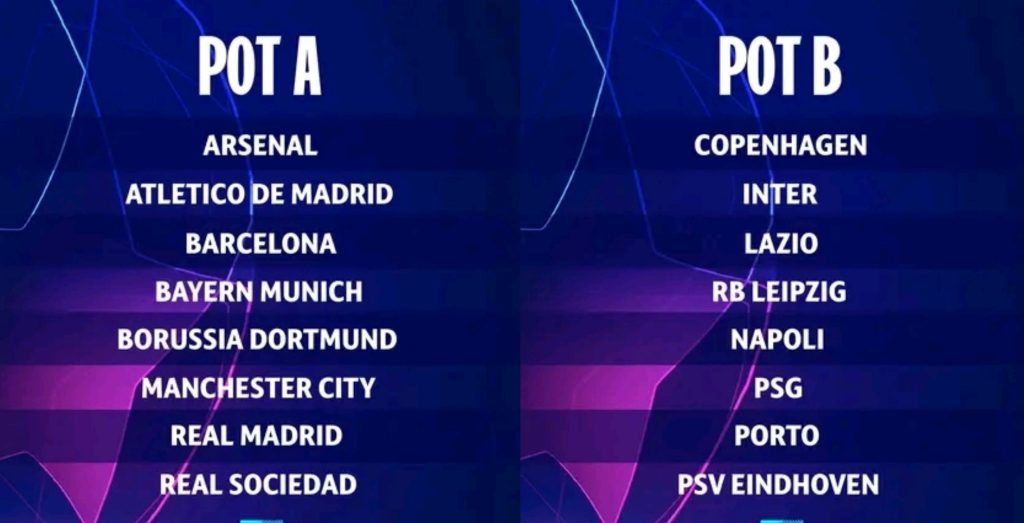 UEFA Champions league last 16 draw. 3